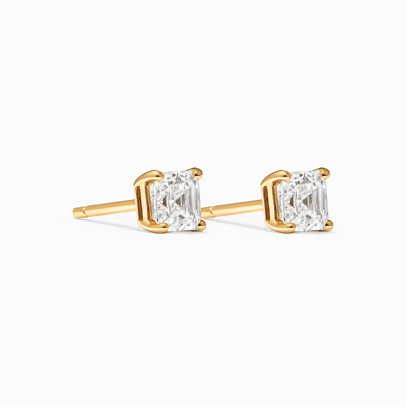 Asscher Cut Lab Diamond Stud Earrings Dubai