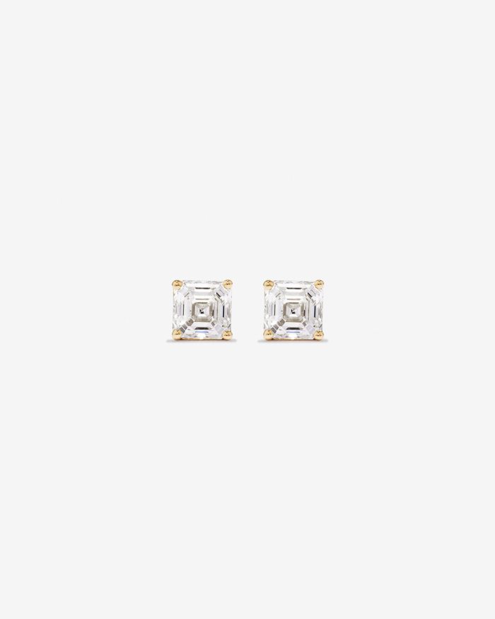 Asscher Cut Lab Diamond Stud Earrings Dubai