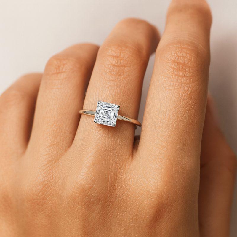 Asscher lab diamond ring Dubai