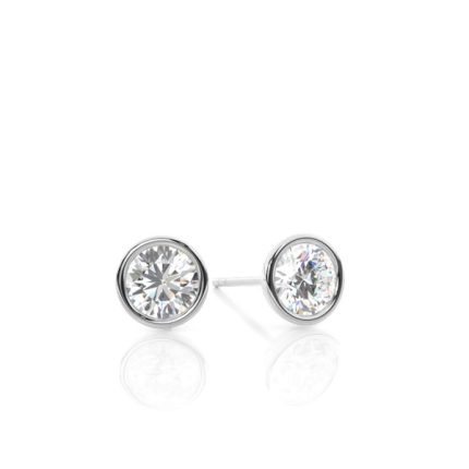 Bezel set lab grown diamond stud earrings