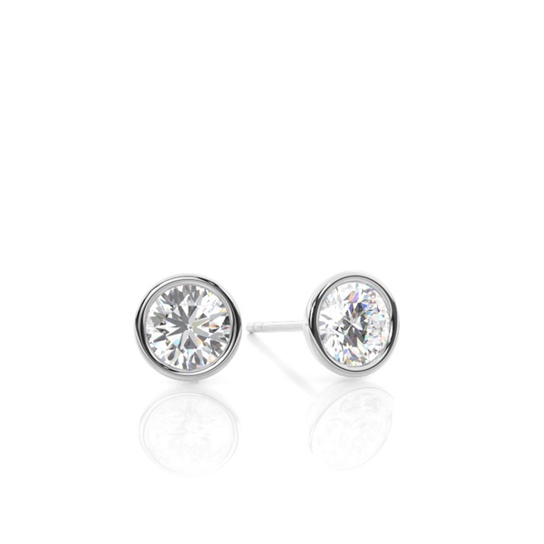 Bezel set lab grown diamond stud earrings