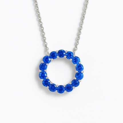 Blue Sapphire Circle Pendant