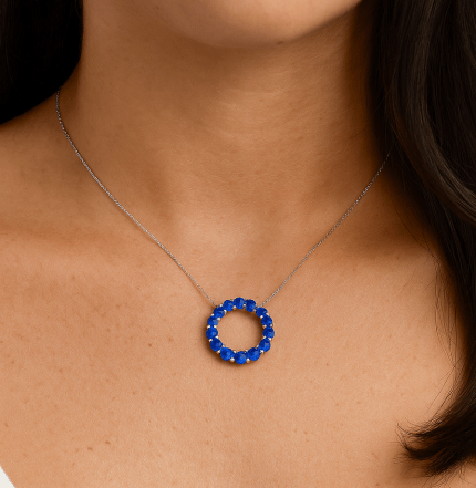 Blue Sapphire Circle Pendant Dubai