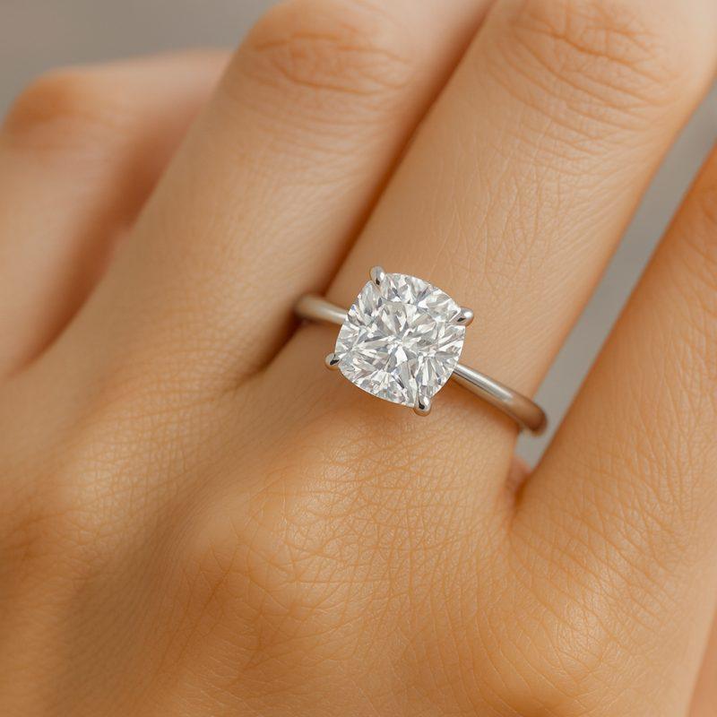 Cushion lab diamond ring Dubai