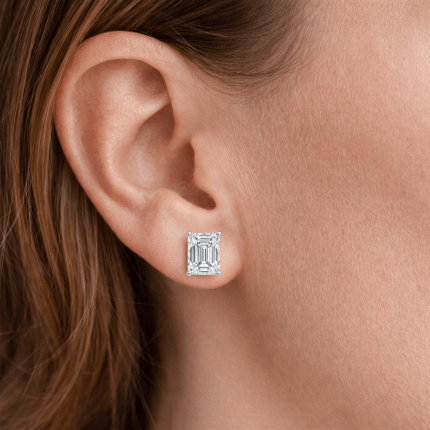 Emerald Cut Diamond Stud Earrings Dubai