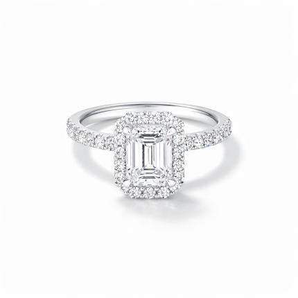 Emerald Cut Lab Diamond Halo Ring