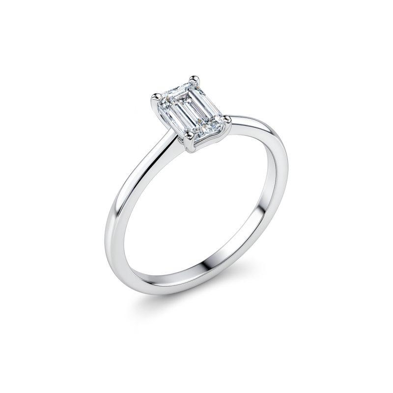 Emerald cut lab grown diamond ring