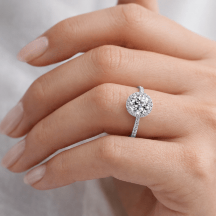 Lab Diamond Halo Engagement Ring Dubai