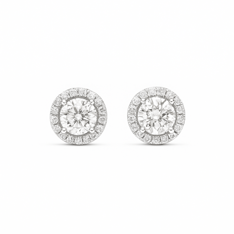Lab diamond stud earrings with halo Dubai