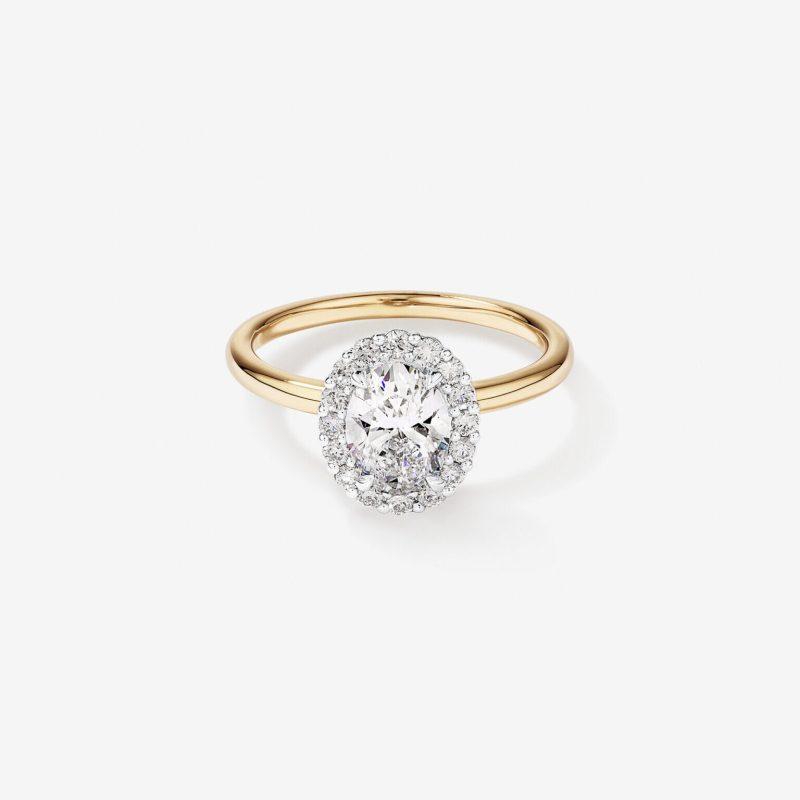 Oval Cut Lab Diamond Halo Engagement Ring
