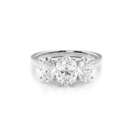 Oval lab diamond trilogy ring Dubai