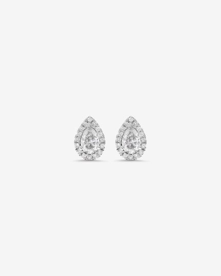 Pear Diamond Halo Stud Earrings