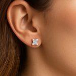 Princess cut Lab grown diamond stud earrings