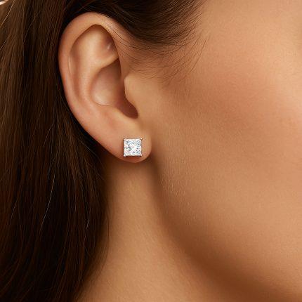 Princess lab Diamond Stud Earrings