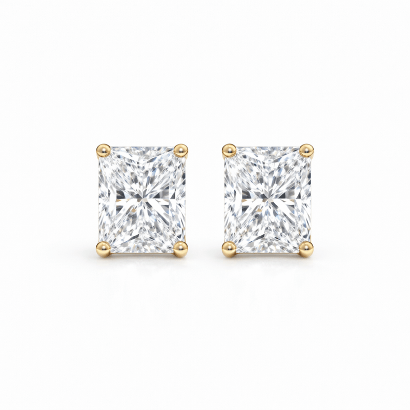 Radiant Cut Lab Grown Diamond Stud Earrings Dubai