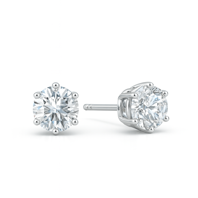 Stud earrings with lab diamonds
