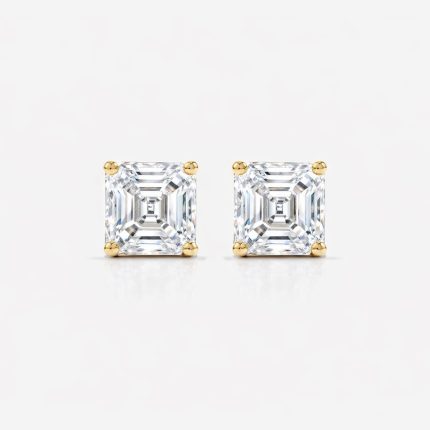 Asscher Cut Diamond Stud Earrings