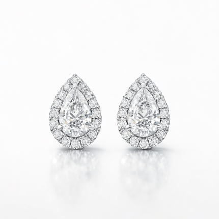 Pear Lab Diamond Halo Stud Earrings