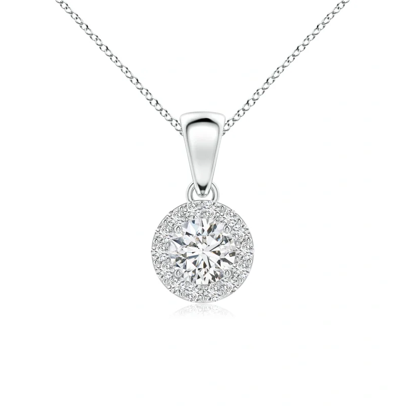 Round Lab grown Diamond Halo Pendant