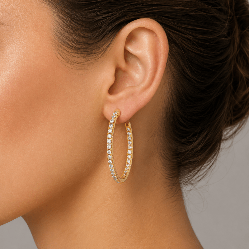 Big Lab Diamond Hoop Earrings