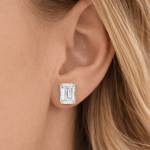 Emerald cut diamond stud Earrings