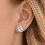 Halo Setting Pear Diamond Stud Earrings Dubai
