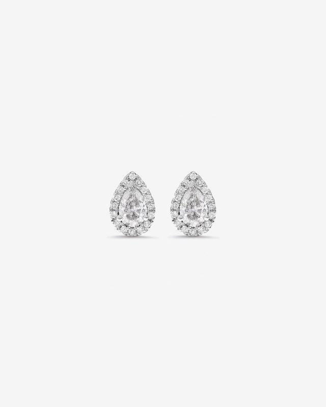 Halo Setting Pear Diamond Stud Earrings Dubai