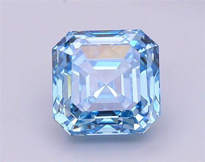 5.01 Carat Asscher Blue Lab Grown Diamond