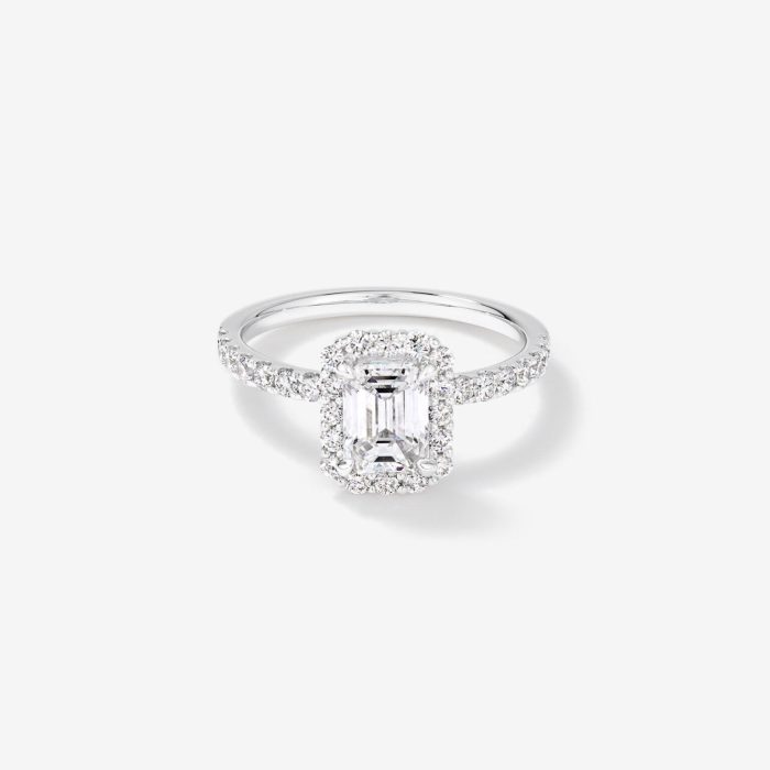 Emerald Cut Diamond Halo Ring