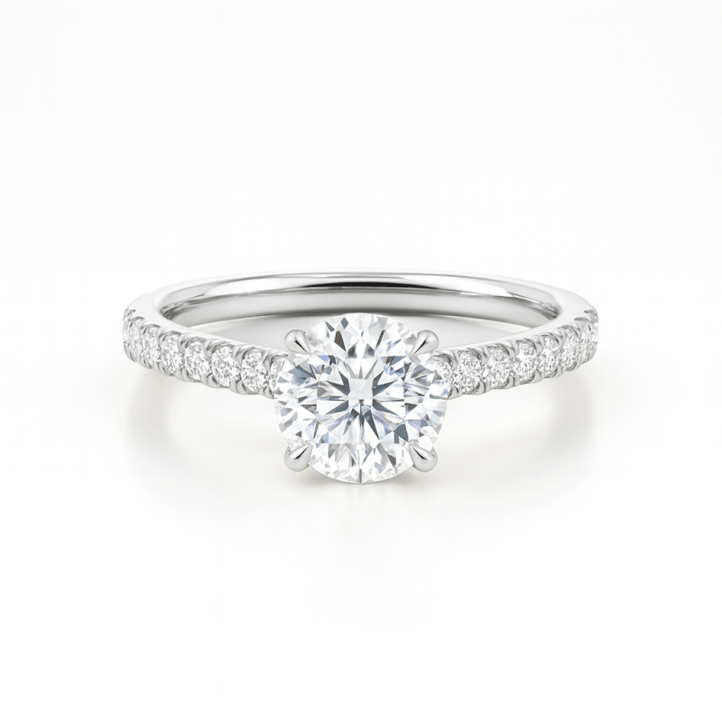 Shoulder setting diamond ring