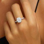 Cushion Cut Diamond Engagement Ring Hand
