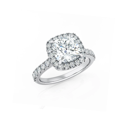 Cushion Cut Diamond Halo Engagement Ring