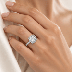 Custom Cushion Cut Diamond Halo Engagement Ring