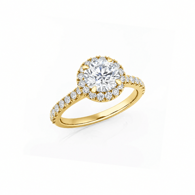 Custom Round Lab Diamond Halo Engagement Ring