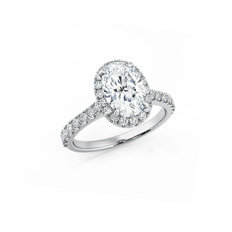 Oval Lab Diamond Halo Engagement Ring