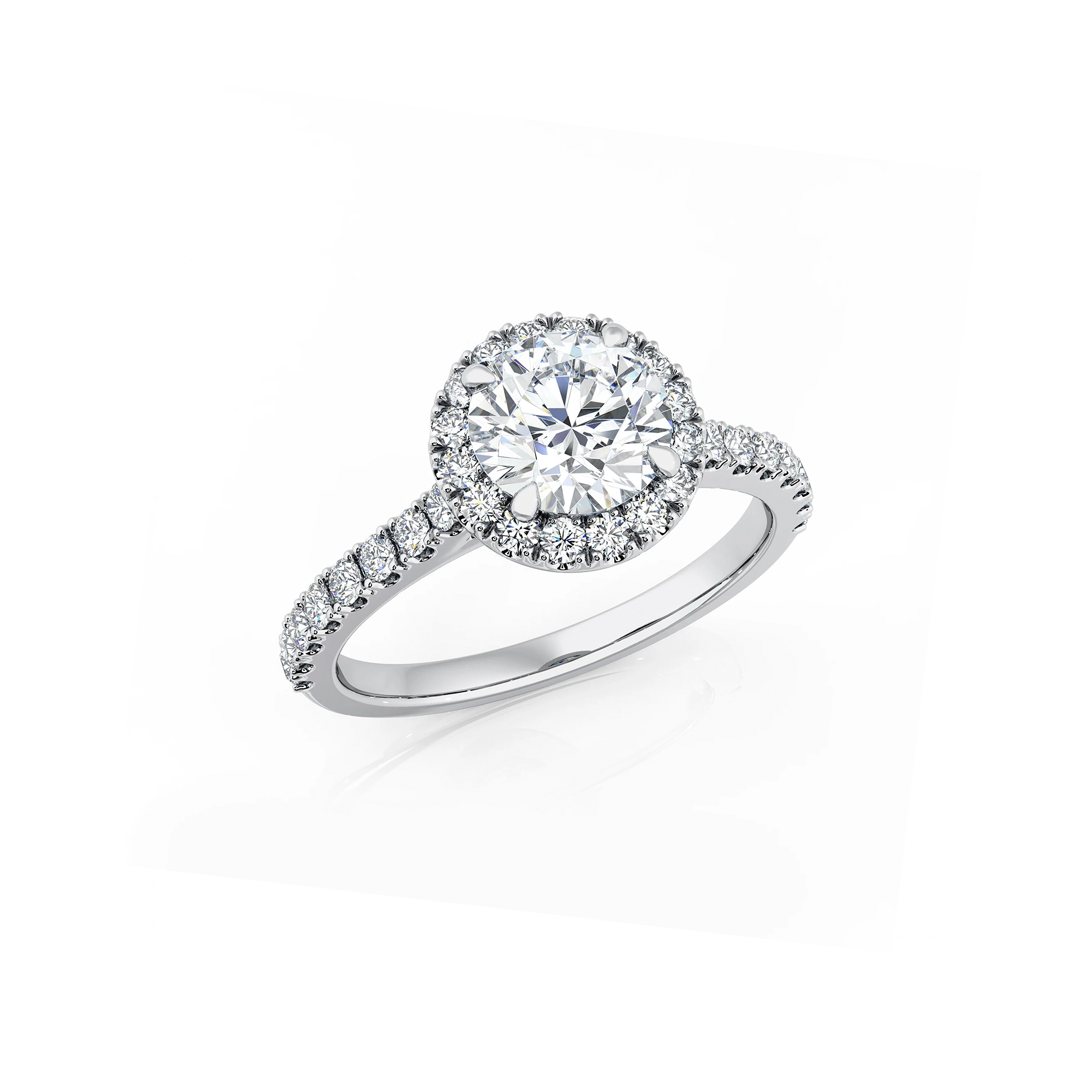 Round Lab Diamond Halo Engagement Ring Round Lab Diamond Halo Engagement Ring