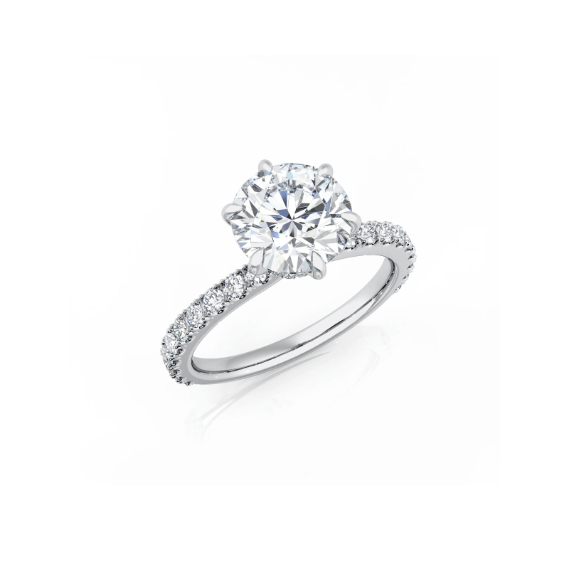 Round Lab Diamond Hidden Halo Ring