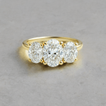 Oval lab grown diamond Trilogy ring