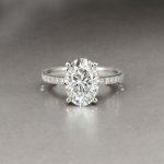 Oval lab grown diamond ring with Shoulder diamonds