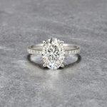 Oval lab grown diamond ring with Shoulder diamonds Dubai