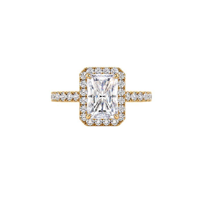 Radiant Cut Lab Diamond Halo Engagement Ring Dubai