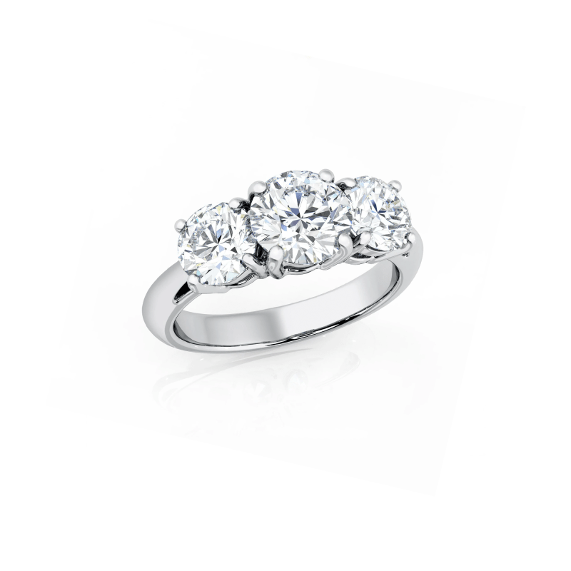 Round Lab Diamond Trilogy Engagement Ring