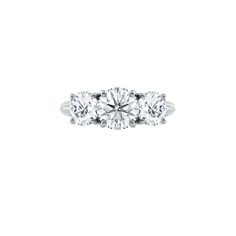 Round Lab Diamond Trilogy Engagement Ring Dubai