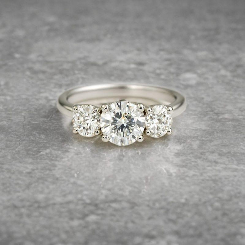Round diamond trilogy ring