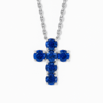 Blue Sapphire Cross Pendant