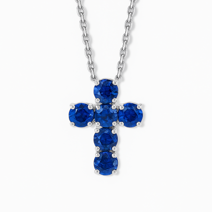 Blue Sapphire Cross Pendant