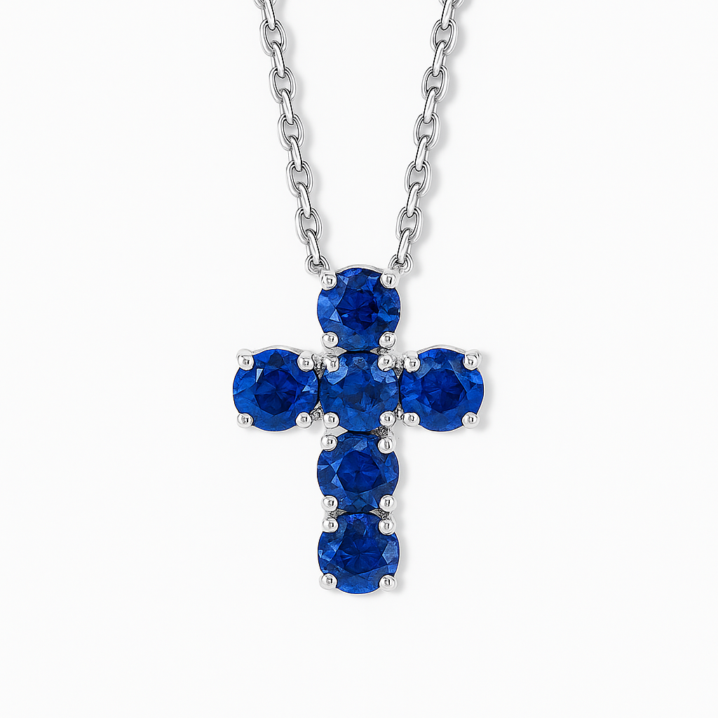 Blue Sapphire Cross Pendant Blue Sapphire Cross Pendant