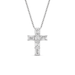 Emerald Cut Diamond Cross Pendant
