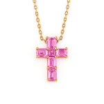 Emerald Cut Pink Sapphire Cross Pendant