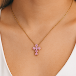 Pink Sapphire Cross Pendant Dubai
